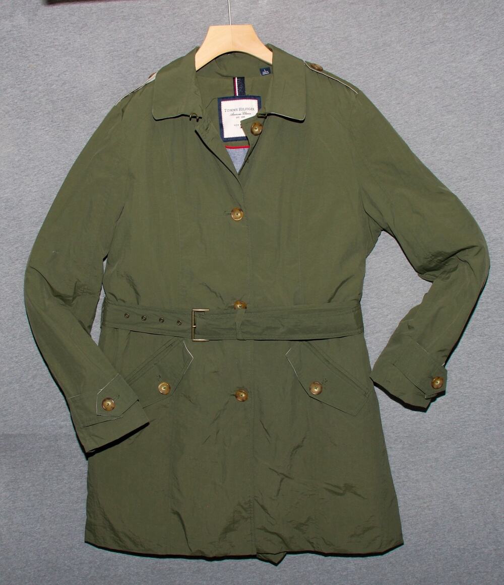 Tommy Hilfiger American Classics Men's Trench Coat Jacket Army Green Size L
